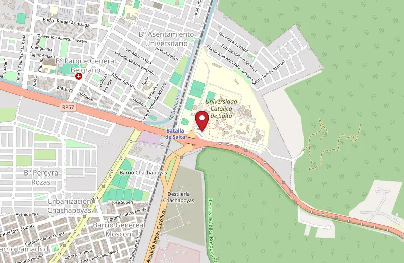 Location map of the Aula Magna at UCASAL, Campus Castañares, Salta